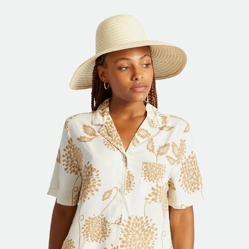 Brixton Wide-Brim Straw Sun Hat in Cream